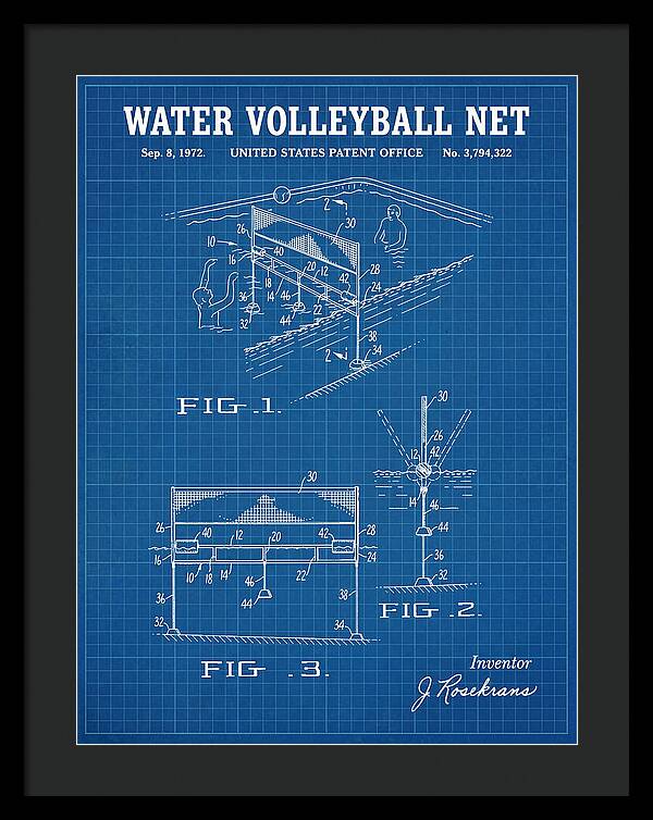 Water Volleyball Net Blueprint Patent Us3794322a