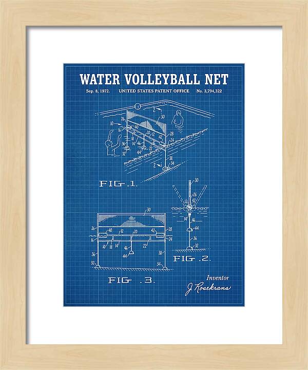 Water Volleyball Net Blueprint Patent Us3794322a