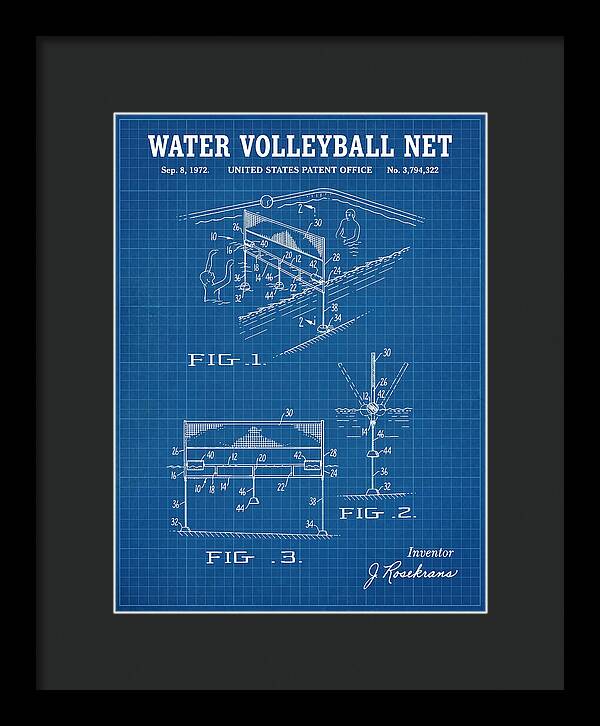 Water Volleyball Net Blueprint Patent Us3794322a