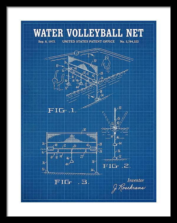 Water Volleyball Net Blueprint Patent Us3794322a