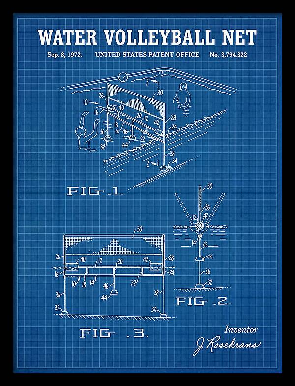 Water Volleyball Net Blueprint Patent Us3794322a