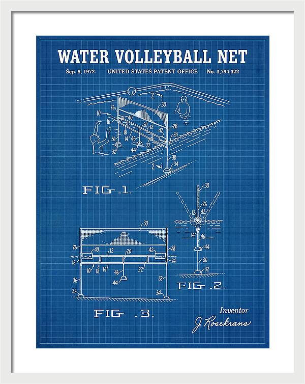 Water Volleyball Net Blueprint Patent Us3794322a