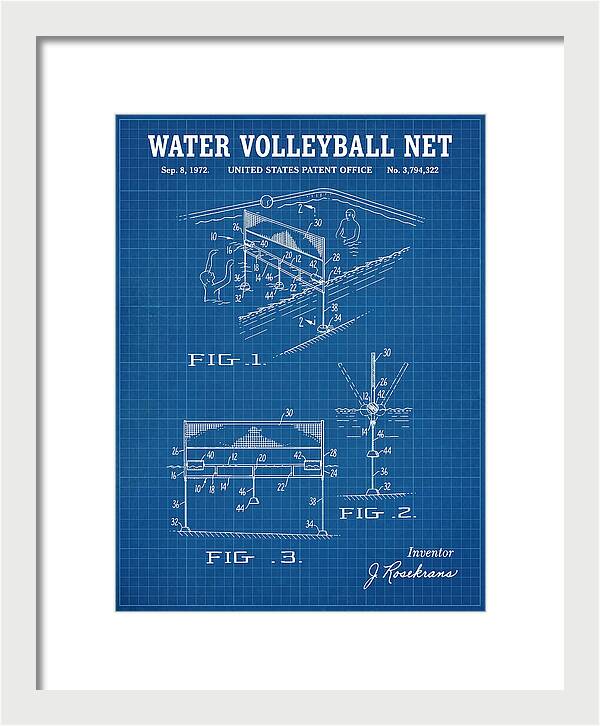 Water Volleyball Net Blueprint Patent Us3794322a