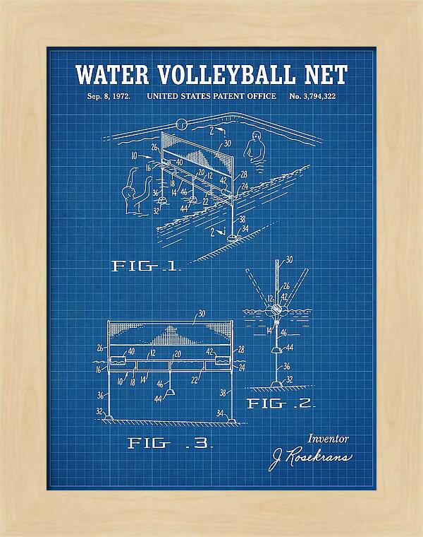 Water Volleyball Net Blueprint Patent Us3794322a