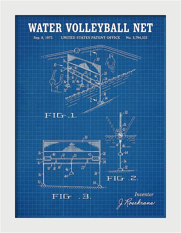Water Volleyball Net Blueprint Patent Us3794322a