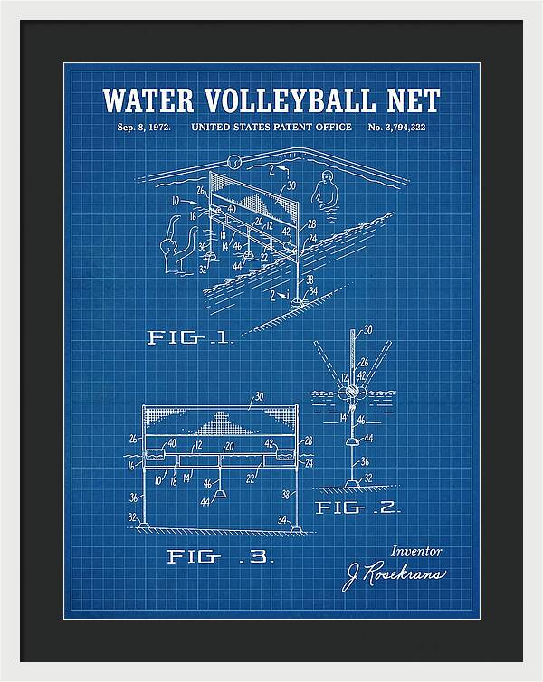Water Volleyball Net Blueprint Patent Us3794322a