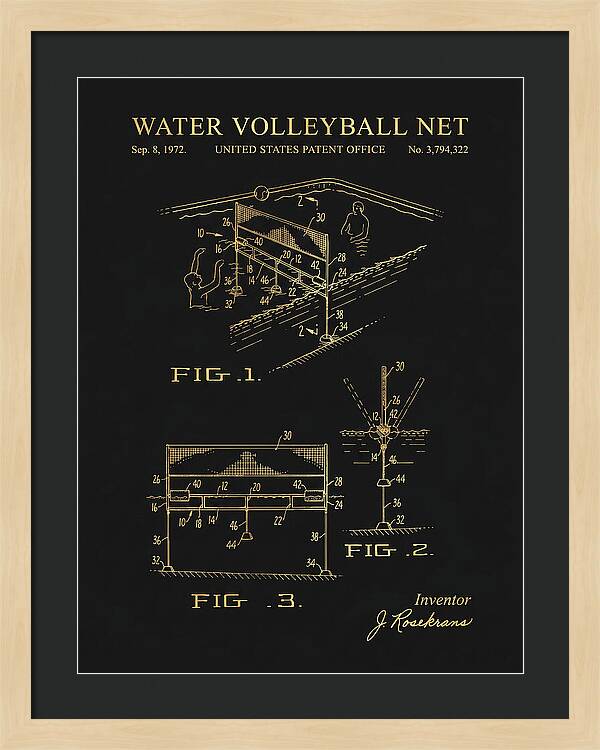 Water Volleyball Net Gold Patent Us3794322