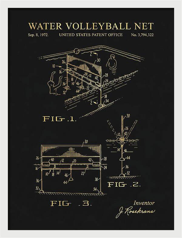 Water Volleyball Net Gold Patent Us3794322