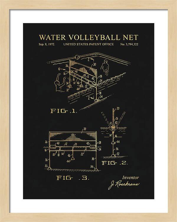 Water Volleyball Net Gold Patent Us3794322