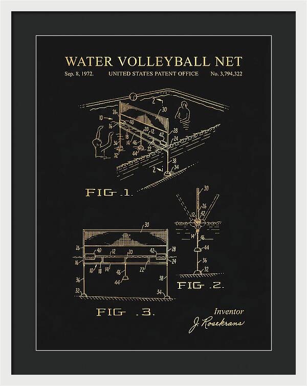 Water Volleyball Net Gold Patent Us3794322