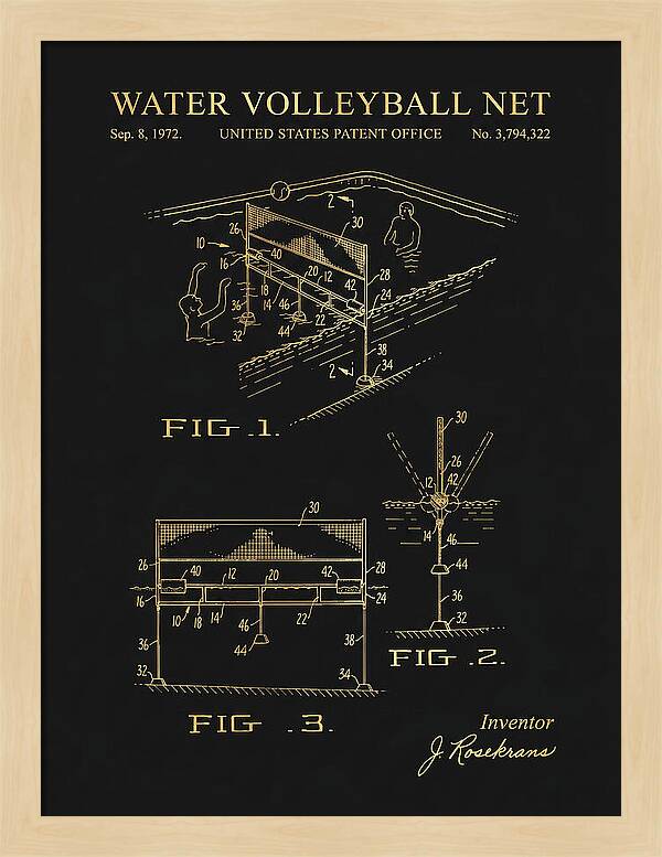 Water Volleyball Net Gold Patent Us3794322
