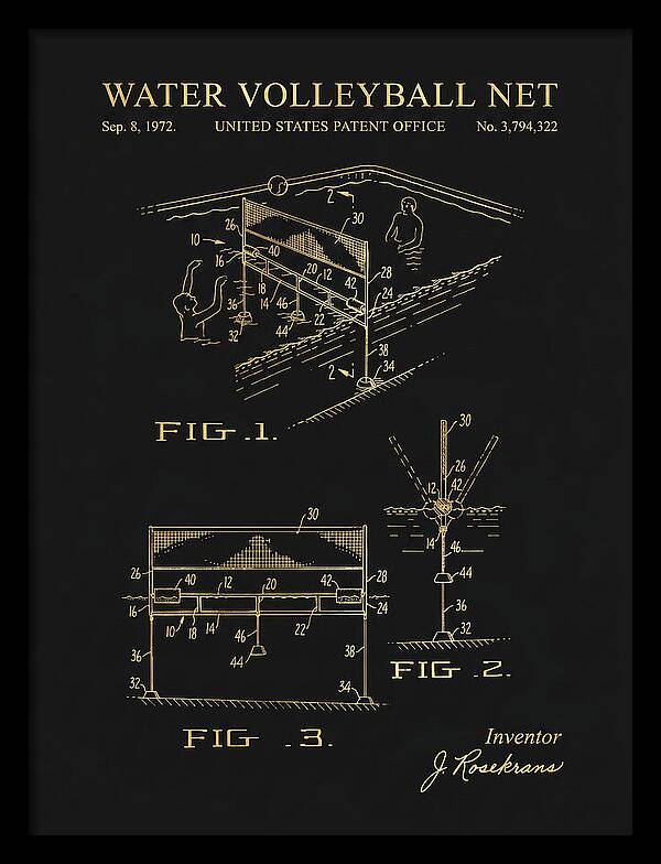 Water Volleyball Net Gold Patent Us3794322