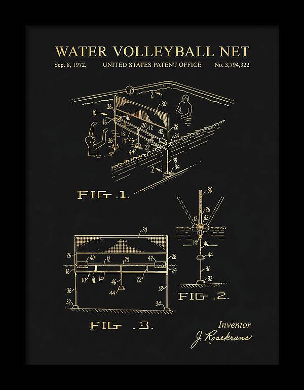 Water Volleyball Net Gold Patent Us3794322