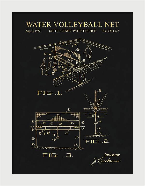 Water Volleyball Net Gold Patent Us3794322