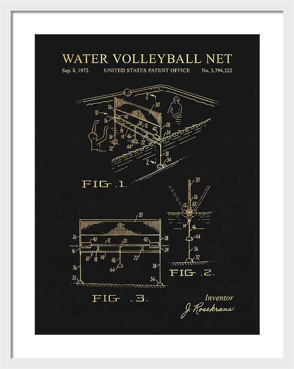 Water Volleyball Net Gold Patent Us3794322