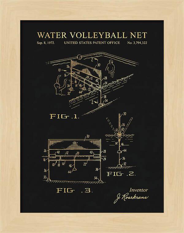 Water Volleyball Net Gold Patent Us3794322