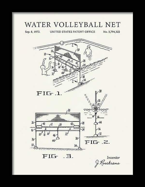 Water Volleyball Net Minimalist Patent Us3794322a