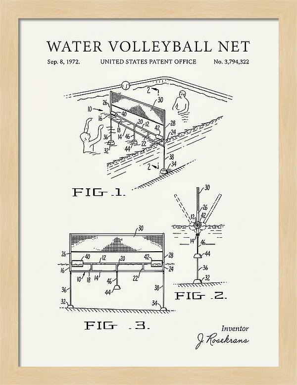 Water Volleyball Net Minimalist Patent Us3794322a