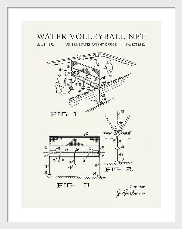 Water Volleyball Net Minimalist Patent Us3794322a
