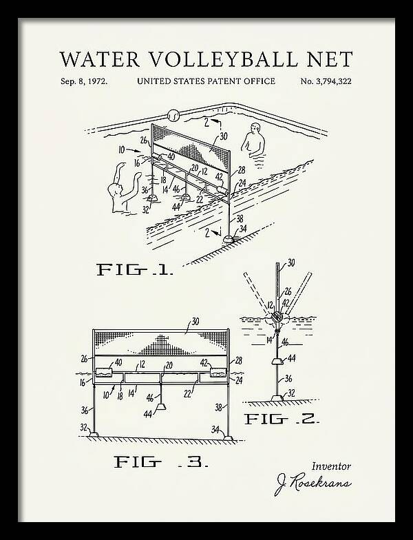 Water Volleyball Net Minimalist Patent Us3794322a