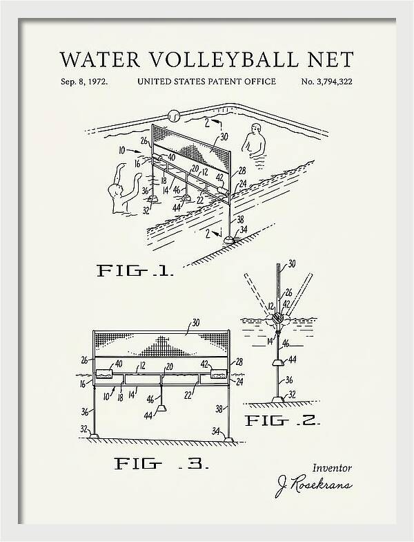 Water Volleyball Net Minimalist Patent Us3794322a