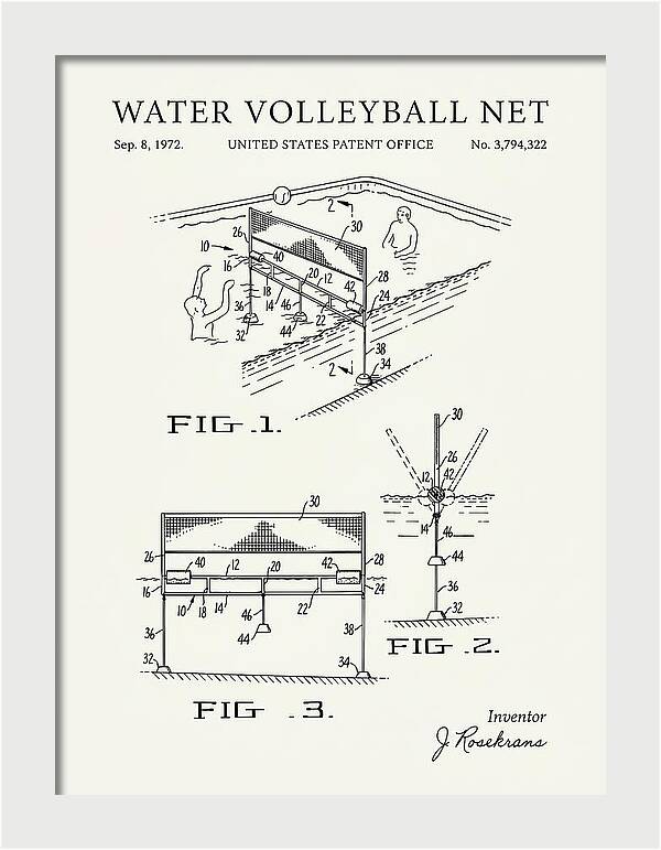 Water Volleyball Net Minimalist Patent Us3794322a