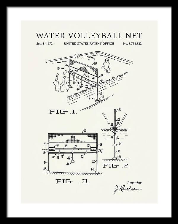 Water Volleyball Net Minimalist Patent Us3794322a
