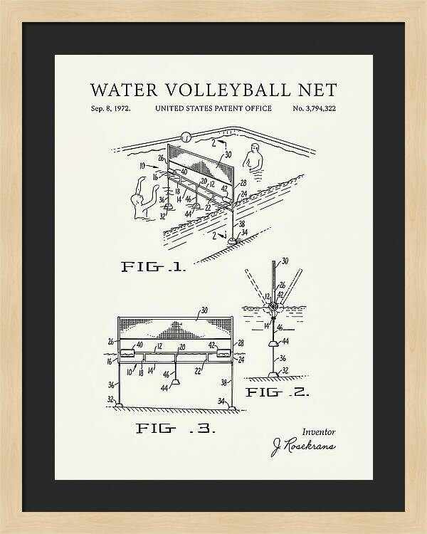 Water Volleyball Net Minimalist Patent Us3794322a