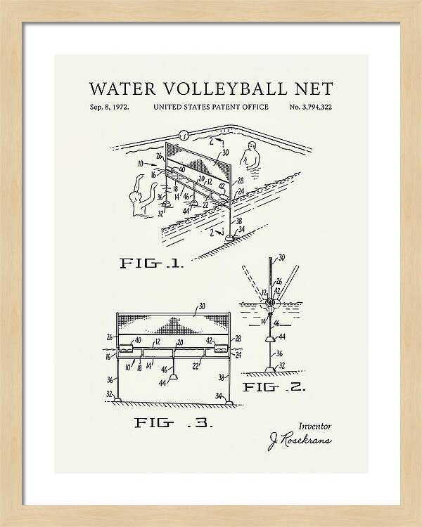 Water Volleyball Net Minimalist Patent Us3794322a