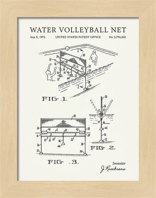 Water Volleyball Net Minimalist Patent Us3794322a