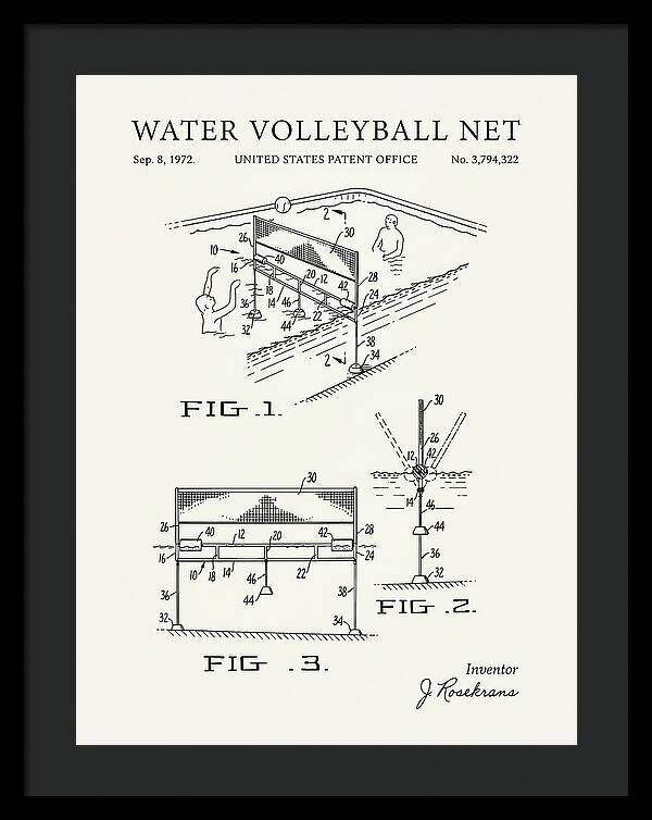 Water Volleyball Net Minimalist Patent Us3794322a