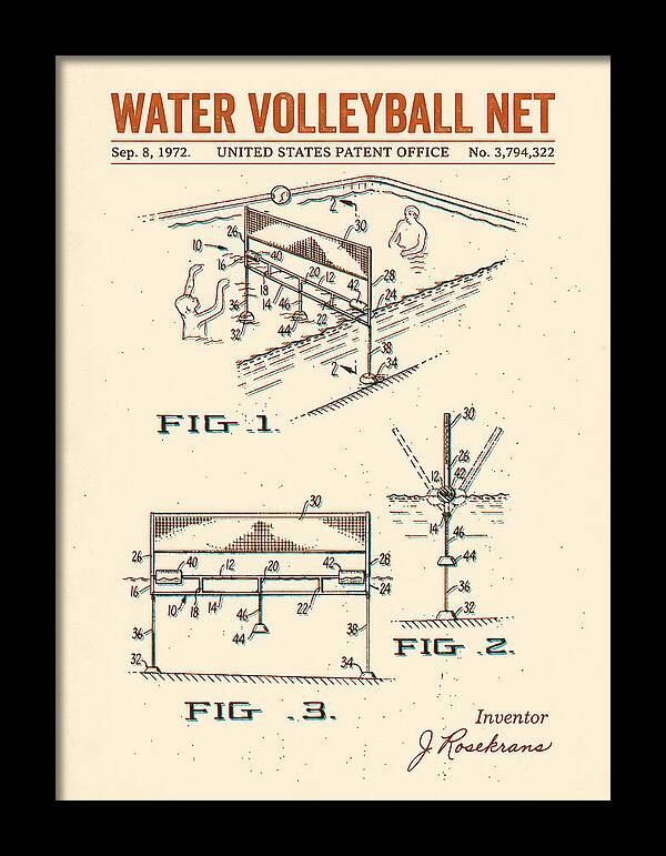 Water Volleyball Net Retro Patent Us3794322a