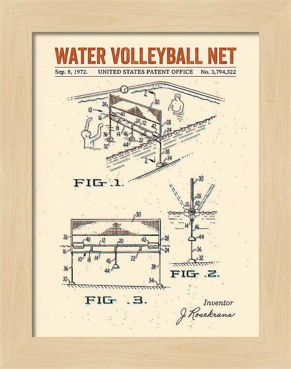 Water Volleyball Net Retro Patent Us3794322a