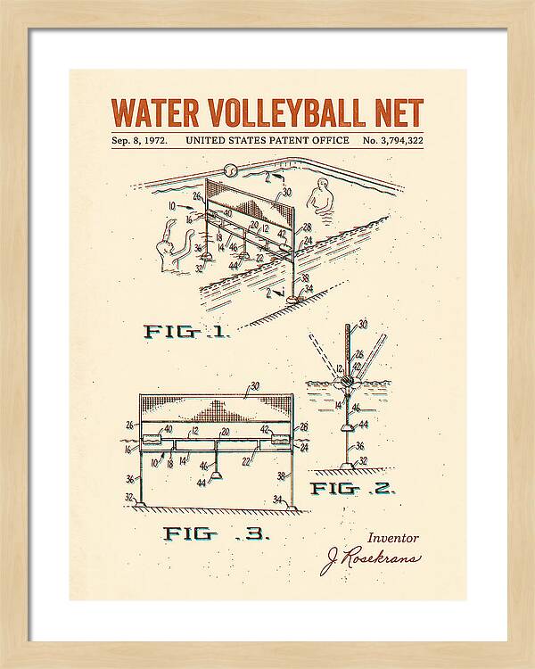 Water Volleyball Net Retro Patent Us3794322a