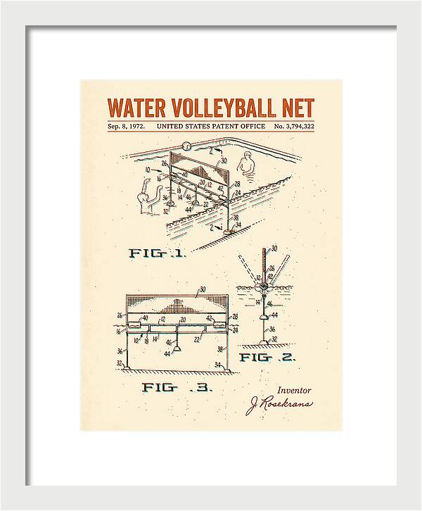 Water Volleyball Net Retro Patent Us3794322a