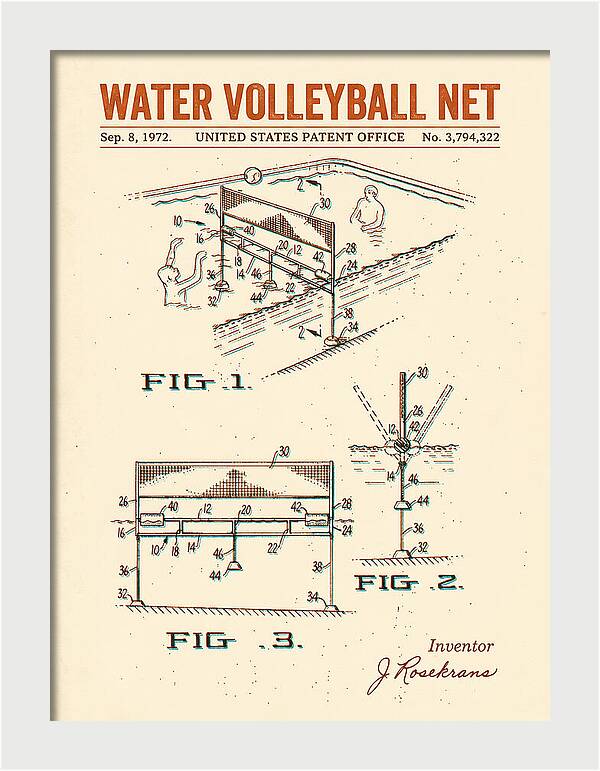 Water Volleyball Net Retro Patent Us3794322a