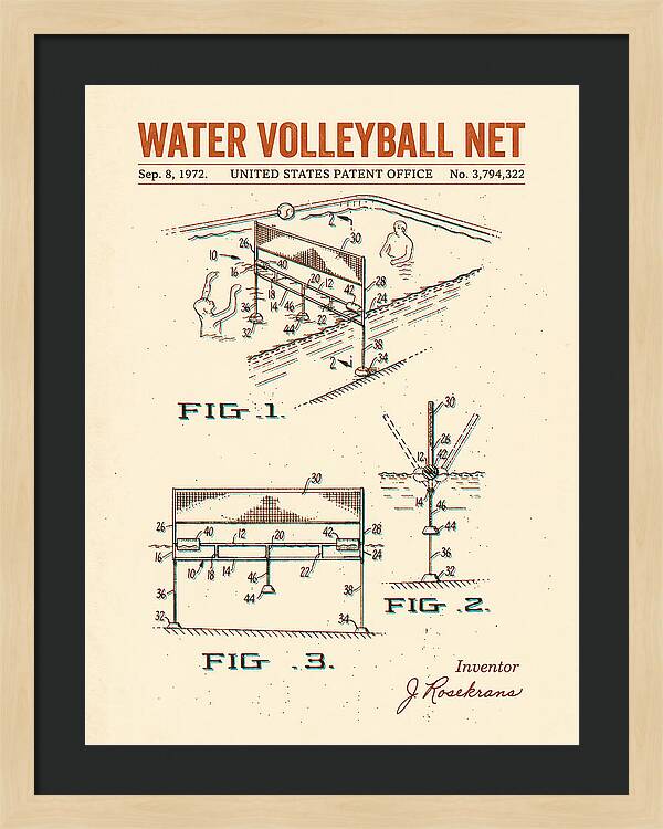 Water Volleyball Net Retro Patent Us3794322a