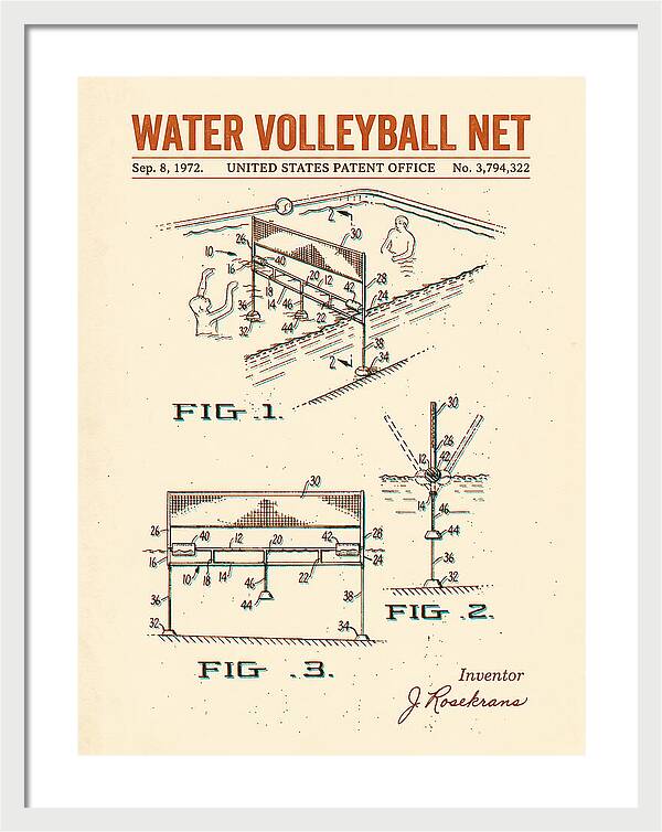 Water Volleyball Net Retro Patent Us3794322a
