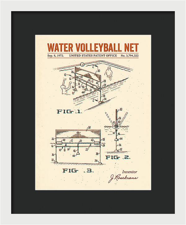 Water Volleyball Net Retro Patent Us3794322a