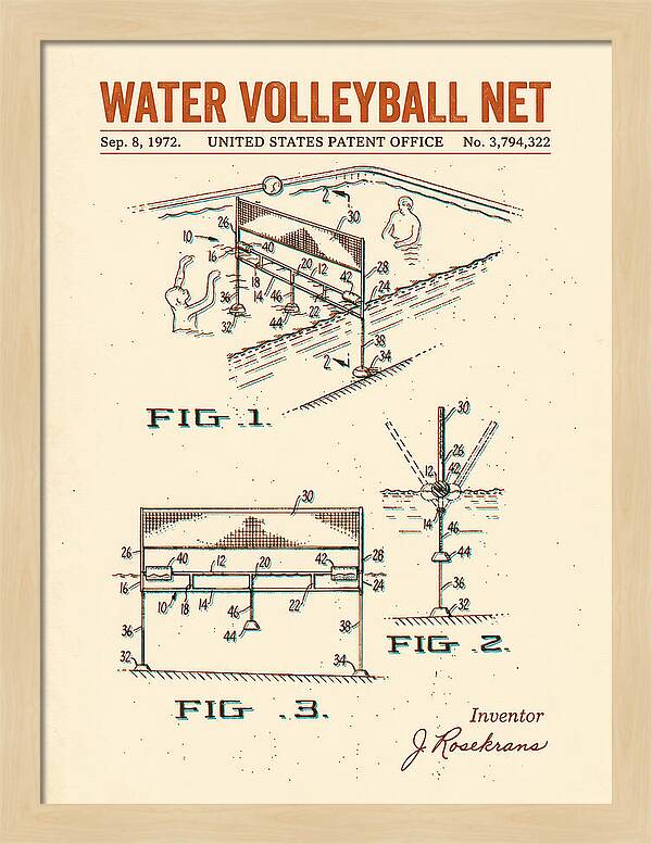 Water Volleyball Net Retro Patent Us3794322a