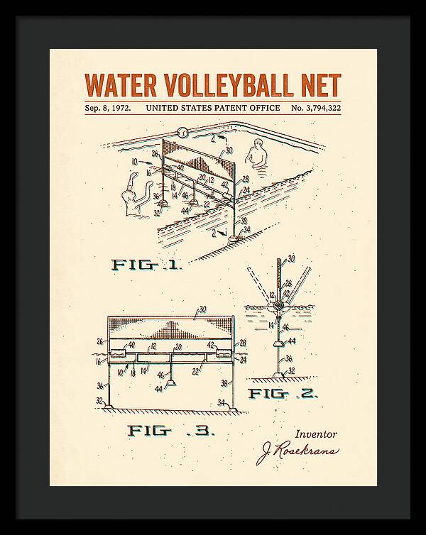 Water Volleyball Net Retro Patent Us3794322a