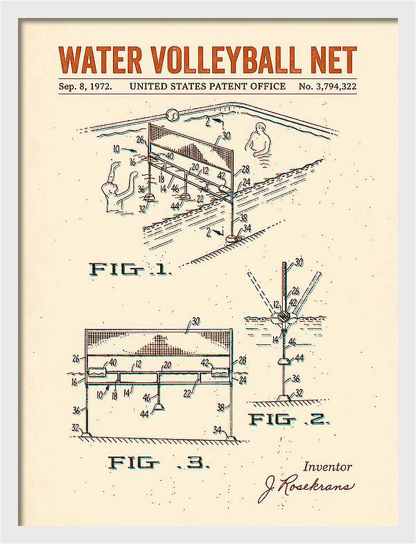 Water Volleyball Net Retro Patent Us3794322a