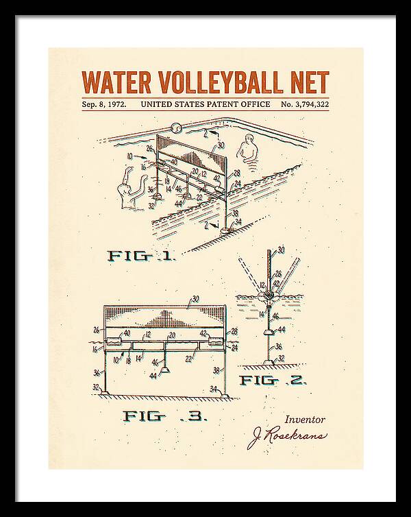 Water Volleyball Net Retro Patent Us3794322a