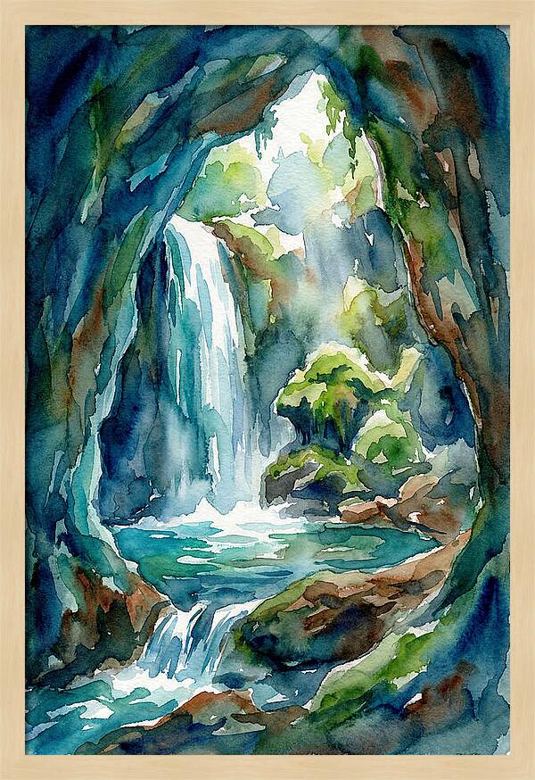 Waterfall In A Cave