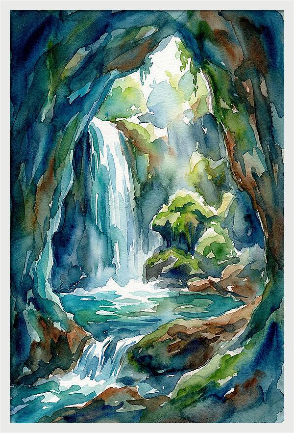 Waterfall In A Cave