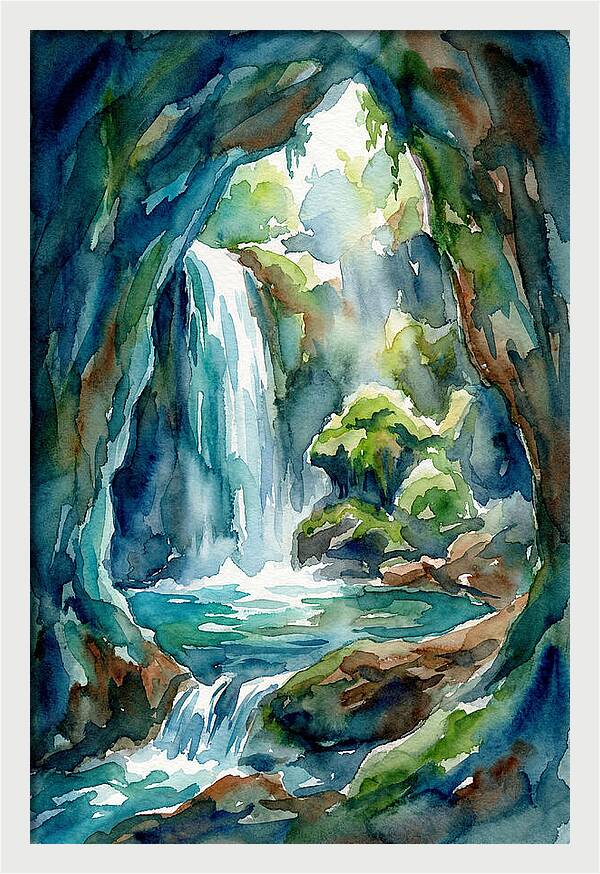 Waterfall In A Cave