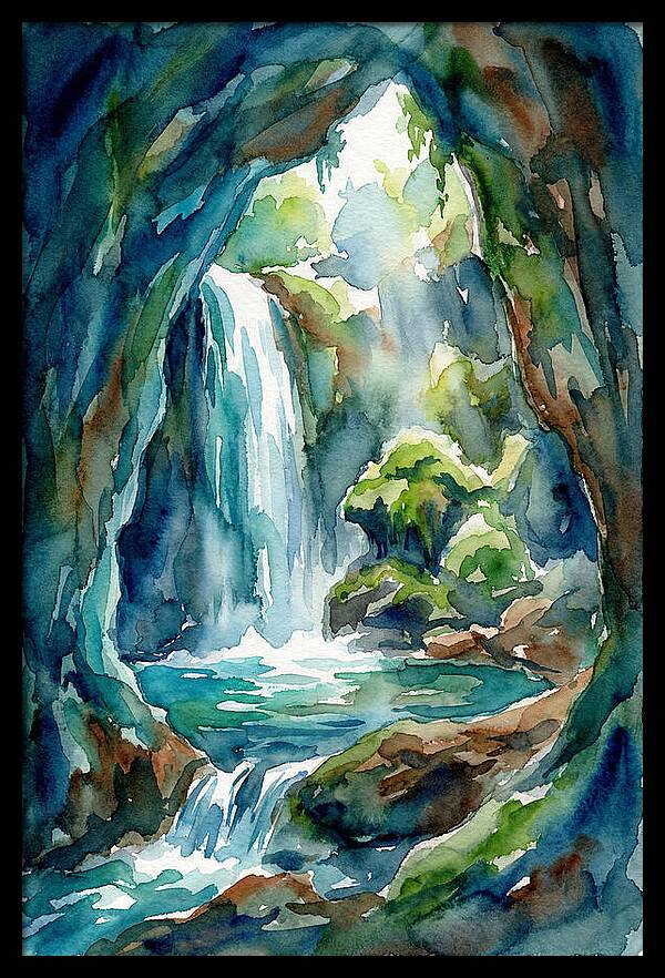 Waterfall In A Cave