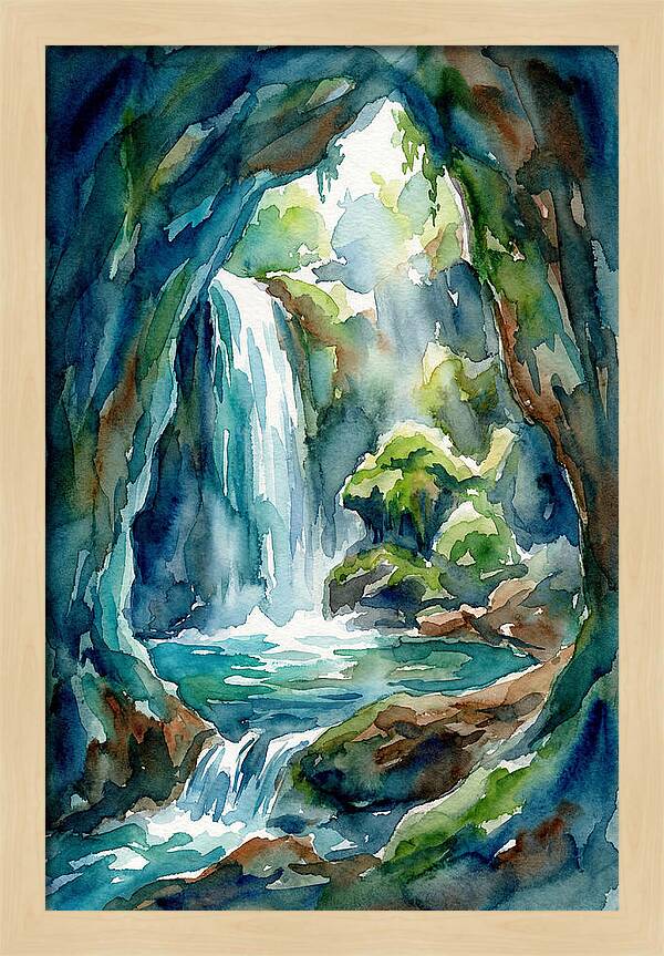 Waterfall In A Cave