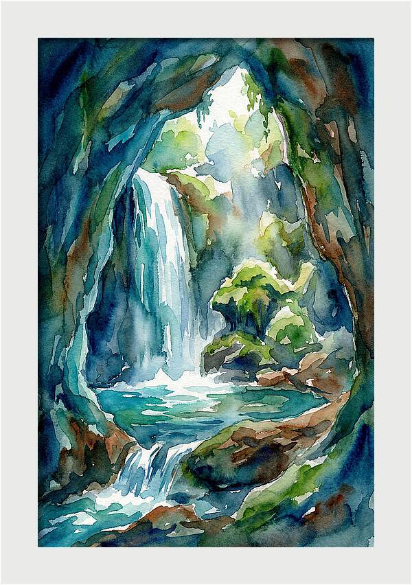 Waterfall In A Cave