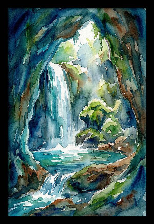 Waterfall In A Cave